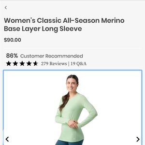 NWT Smartwool classic crew long sleeve base layer